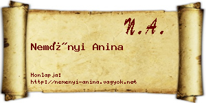 Neményi Anina névjegykártya